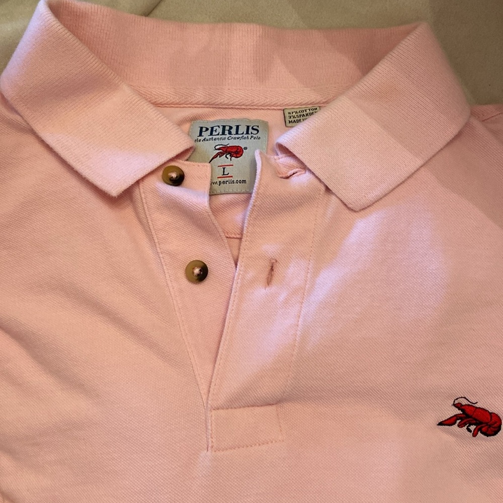 Perlis Pink Crawfish Polo Shirt Large